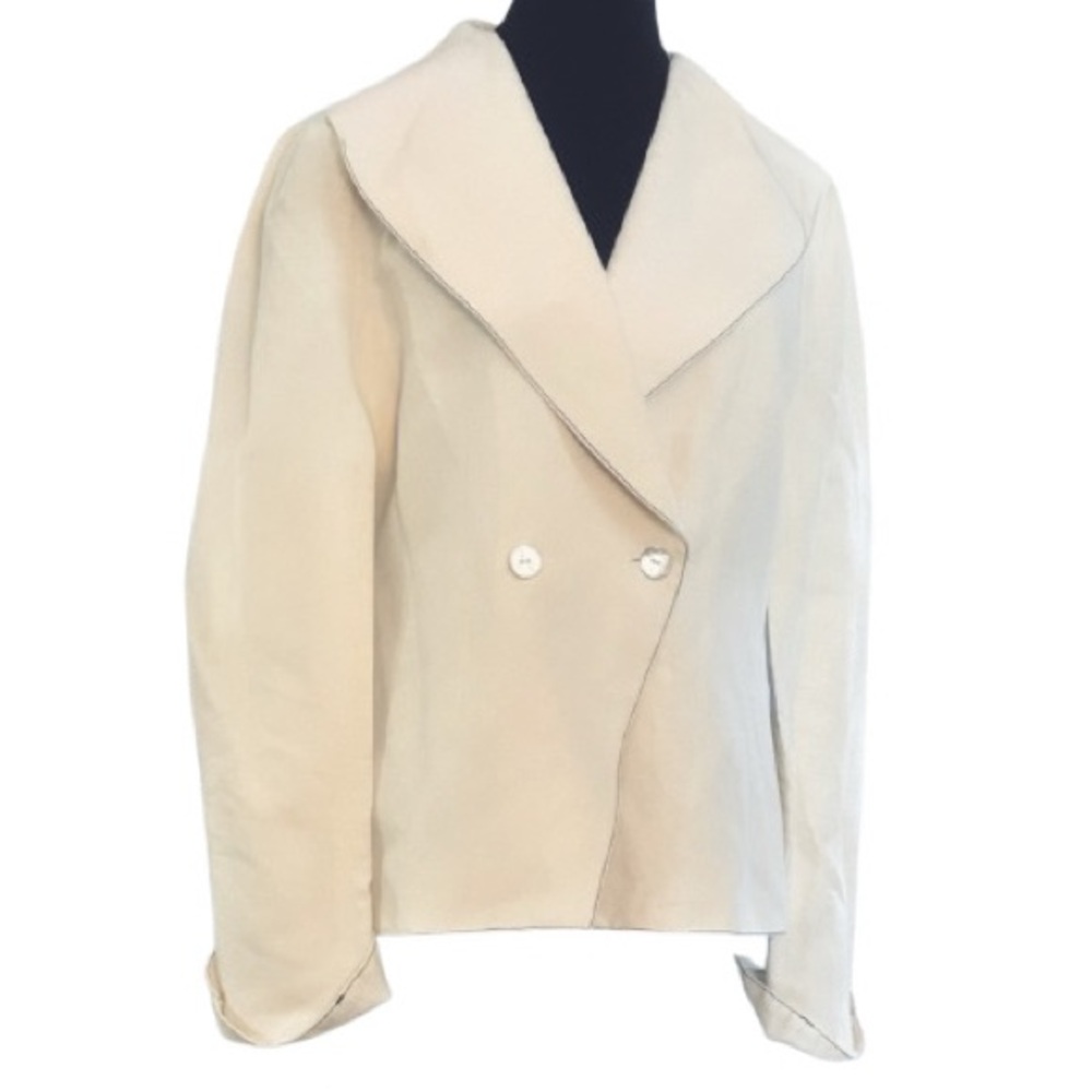 MARIMEKKO LARGE LINEN BLEND CREAM IVORY WHITE BLAZER JACKET VINTAGE DESIGNER